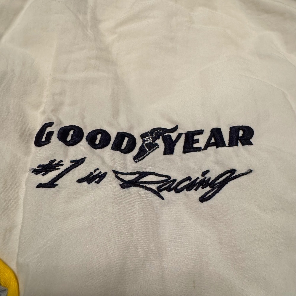Vintage 90s Goodyear Racing Bomber Jacket Navy White XXL Made in USA - Picture 3 of 8
